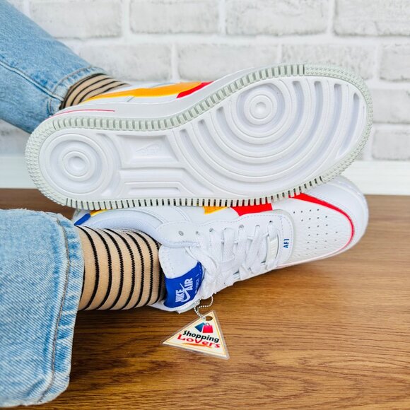 ⭐Nike Air Force 1 Shadow 8.5 Womens Retro Shoes Sneakers White Orange DZ1847-100 - Picture 7 of 14